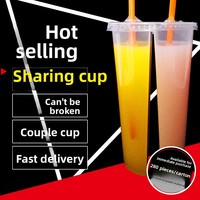 Gobelet créatif à double compartiment 500-700 ml, réutilisable, sans BPA, pour thé au lait, avec logo personnalisé, vente en gros