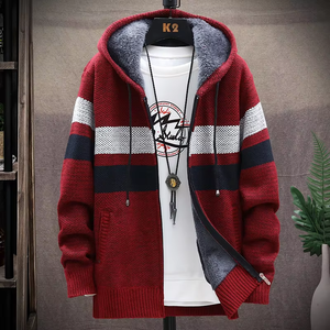 Pull-over pour <span class=keywords><strong>homme</strong></span>, <span class=keywords><strong>cardigan</strong></span> tendance en patchwork, veste en tricot pour <span class=keywords><strong>homme</strong></span>, coupe ajustée, col montant, épais et chaud - Product Image 5