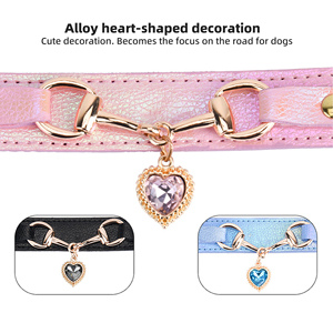 럭셔리 크리스탈 펜던트 모조 다이아몬드 보석 장식 고양이 개 칼라 PU 가죽 다이아몬드 강아지 목걸이 칼라 - Product Image 4