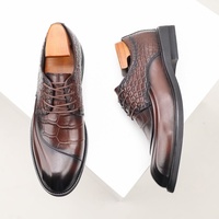 Chaussures en cuir décontractées à lacets, style britannique, imperméables, respirantes, antidérapantes, à semelle souple, imprimé animal, gaufrées, pour l'automne