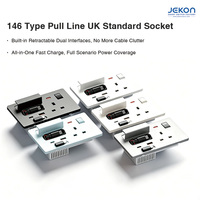 Câble rétractable intelligent de type 146 avec prise britannique, design anti-chaos avec interrupteur et ports de charge multifonctions