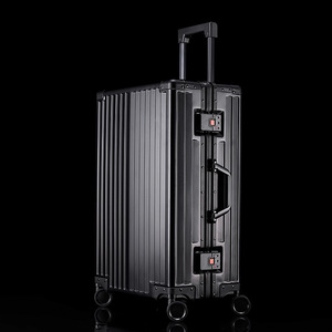 24 Inch Aluminum Frame <b>Suitcase</b> With Trolley Universal Wheels Shockproof Combination <b>Lock</b> Solid Color Durable Travel Luggage - Product Image 4