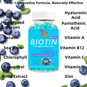 Complément de kératine et vitamine C OEM pour la beauté : Améliore la santé des cheveux, de la peau et des ongles, booste l'énergie – Gommes à la biotine - Product Image 2