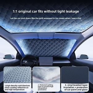 Y0167 Pliable Voiture Panoramique Fenêtre <span class=keywords><strong>Pare</strong></span>-<span class=keywords><strong>Soleil</strong></span> <span class=keywords><strong>Pare</strong></span>-<span class=keywords><strong>Soleil</strong></span> pour Corps 95% UV 90% IR Rejet 100% Polyester Matériel Anti-rayures - Product Image 3