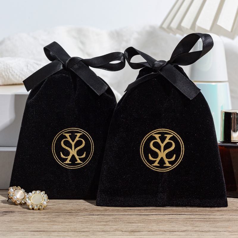 Black Velvet Drawstring Bag Velvet Jewelry Pouches Wholesale Black