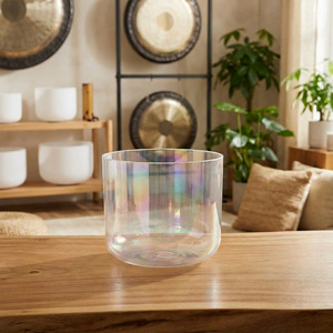 Cuenco de cristal de cuarzo reflectante del sol, colorido y brillante, 432Hz, para chakras, yoga y meditación, de 5-9 pulgadas, con bolsa. - Product Image 4