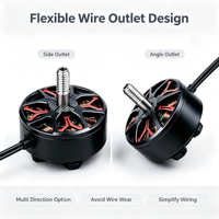 Moteur Brushless FPV avec sortie multi-fils, câblage flexible, 1350KV 1750KV, 4S 6S, pour drones à cadre de 5 pouces et diverses configurations