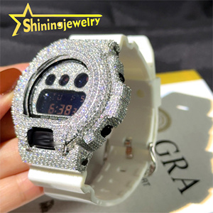 Đá ra đồ trang sức 925 Bạc moissanite kim cương dw6900 trường hợp đồng hồ vượt qua Kim Cương Tester Iced out xem bezel - Product Image 4