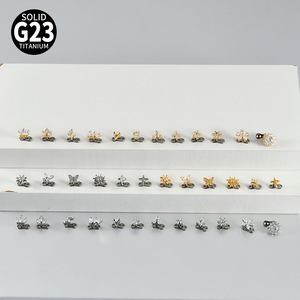 G23 Flor de <span class=keywords><strong>titanio</strong></span> Micro dérmico ancla <span class=keywords><strong>nariz</strong></span> <span class=keywords><strong>Piercing</strong></span> claro blanco circón superior joyería de boda para niños - Product Image 2