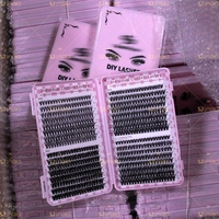 Emballage personnalisé avec logo, cils en grappes DIY, cils segmentés thermocollés, fournisseur de cils, volume 30D 40D 50D