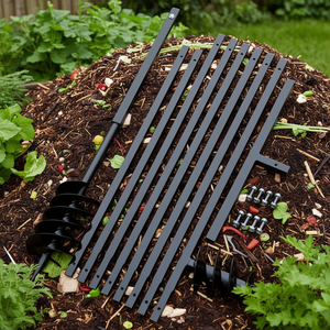 Aérateur de compost manuel en acier noir avec poignée de 4,72 po et tube d'extension de 29,6 po pour jardinage - Product Image 2