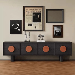 Mueble de TV Nórdico Vintage de Madera Maciza de 2.2m, Mueble de Salón Moderno y Minimalista con Almacenamiento - Product Image 1