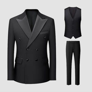 2025 New <strong>Men's</strong> Wedding Banquet 3 Pieces Slim Business Double Breasted Peaked Lapel Double Vents High Quality <strong>Suit</strong> Set for <strong>Men</strong> - Product Image 1