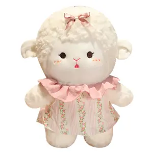 25 см, Милая Белая овца с одеждой, платья со шпилькой, мягкая игрушка, плюшевая кукла, подушка для влюбленных, подарок для девочки
