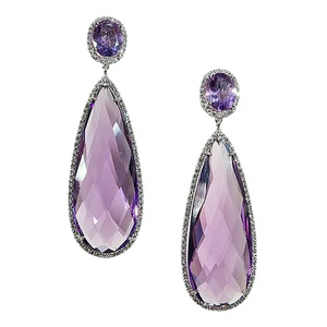 Orecchini Pendenti a Goccia Viola per Donne, Forma a Pera, Eleganti Orecchini da Cerimonia, Gioielli alla Moda - Product Image 1
