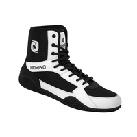 Chaussures d'entraînement de boxe personnalisées en gros, souples, légères, antidérapantes, en caoutchouc, respirantes, avec protection de la cheville, pour commande en gros