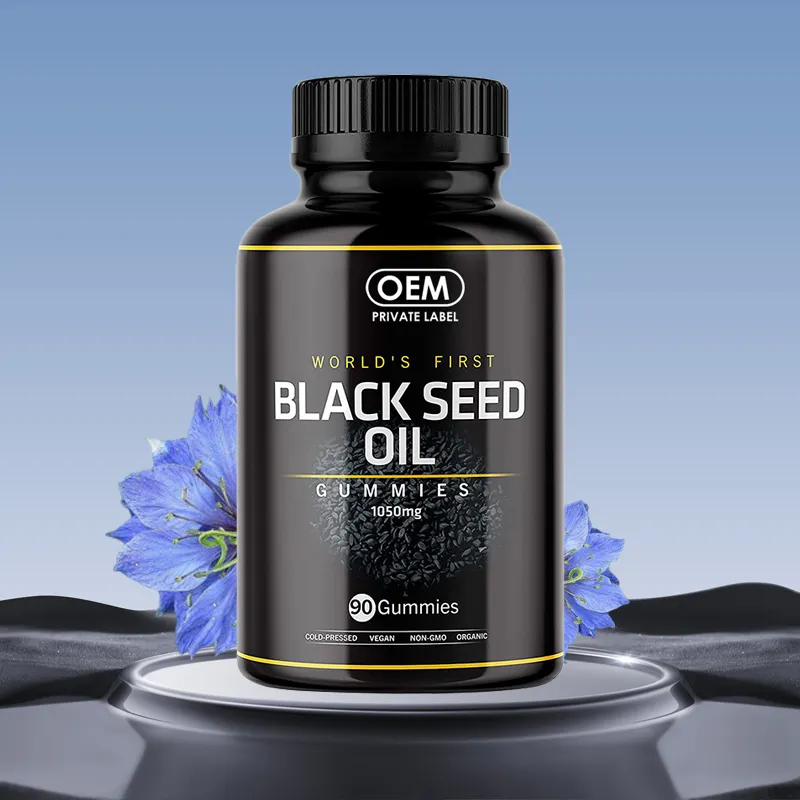 Private Label all'ingrosso naturale olio di semi neri organico migliorare l'immunità aiuta la pelle del cuore dimagrante olio di semi neri Gummies