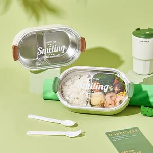 Contenitore per Pranzo Portatile in Acciaio Inox da 1000ML con Coperchi in Plastica Trasparente, Resistente, 2 Scomparti, Termico - Product Image 5