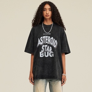 High Quality 250gsm Heavyweight Cotton Acid Washed T Shirt Custom Logo Private Label Oversized Vintage Streetwear Tee - Product Image 2