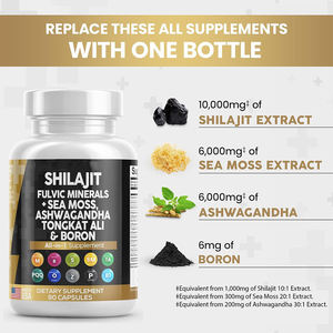 Cápsulas de Shilajit Multihierbas (90 Unidades) con Musgo Marino, Ashwagandha, Tongkat Ali, Boro y Ácido Fúlvico, Suplemento Dietético para Adultos - Product Image 2