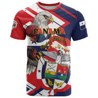 T-shirt personnalisé pour homme à col rond et manches courtes, imprimé intégral avec motif d'oiseau national du Jour de l'Indépendance du Panama, de haute qualité