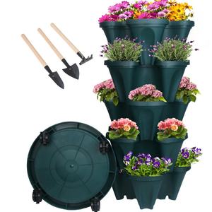 <span class=keywords><strong>Jardinière</strong></span> verticale Jardinières de jardin empilables <span class=keywords><strong>Jardinière</strong></span> de fleurs et de légumes d'herbes de fraises avec roues et outils amovibles - Product Image 1