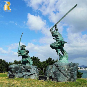 Statua di Guerriero <span class=keywords><strong>Samurai</strong></span> in Bronzo a Grandezza Naturale RELONG, Scultura in Rame e Ottone Personalizzabile in Vendita - Product Image 4