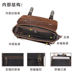Sac messager pour homme Dujiang en cuir véritable, petit sac carré à bandoulière, durable pour un usage quotidien - Product Image 4