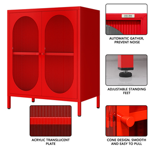 Nouveau style <span class=keywords><strong>de</strong></span> <span class=keywords><strong>buffet</strong></span> en métal rouge avec porte en verre, armoire en acier, meubles <span class=keywords><strong>de</strong></span> salle à manger pour <span class=keywords><strong>salon</strong></span> et cuisine - Product Image 6