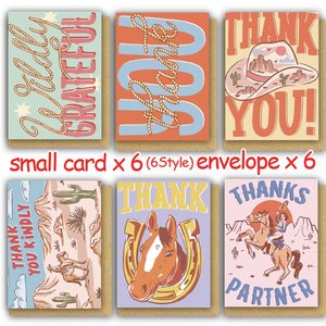 Cartes de remerciement en gros pour petites entreprises, style rétro cowboy, notes personnalisées avec enveloppes pour la reconnaissance client, les achats - Product Image 4