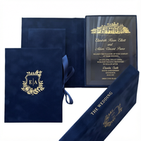 Enveloppes d'invitation de mariage en velours vert foncé de luxe, personnalisées avec monogramme en feuille d'or, impression typographique, pour mariage, Noël, Pâques