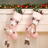 Figurine 3D en tissu vert avec dessus en peluche, motif Gnome, Bonhomme de neige, Renne, pour décoration de Noël à suspendre à l'arbre