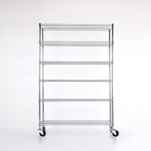 <strong>NSF</strong> 5-Level Chrome Plated Supermarket <strong>Wire</strong> <strong>Rack</strong> Corrosion Protection Storage Shelving <strong>with</strong> 4 Wheels Carton Packed - Product Image 1