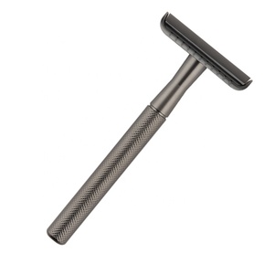 Maquinilla de afeitar de Metal con diseño clásico de <span class=keywords><strong>tres</strong></span> piezas, doble filo, cero residuos, húmeda, de seguridad - Product Image 5