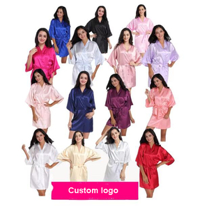 Sang Trọng Của Phụ Nữ Satin Áo Choàng Ngắn Tay Áo Choàng Đêm Áo Choàng XL Kích Thước Rắn Mô Hình Phụ Nữ Ngủ Mùa Hè <span class=keywords><strong>Pyjama</strong></span> Cho Cô Dâu Những dịp - Product Image 1