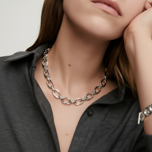 Collar de Cadena Ripple DME Orgánico, Chapado en Oro de 18K, Hipoalergénico, Plata de Ley 95% Reciclada, Altamente Duradero, Moderno y Clásico - Product Image 1