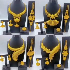 Conjunto de Joias Banhadas a Ouro 24K da Índia com 4 Peças: Colar, Brincos, Pulseira e Anel para Noivas Africanas e Casamentos Femininos na Arábia Saudita - Product Image 1