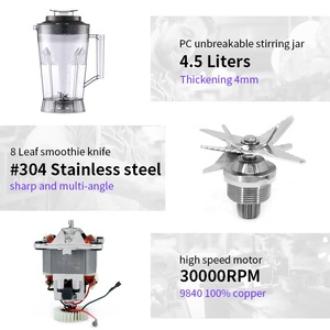 Mixeur industriel haute vitesse au design moderne, machine à smoothies et fruits frais professionnelle et robuste - Product Image 5