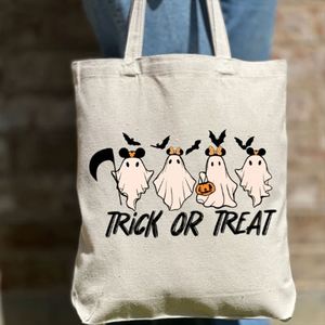 Halloween Custom Personalized Cotton Canvas Handbag Trick Treat Tote Bag 15x3x16inch <b>Open</b> Closure for Daily Use <b>Storage</b> Keymay - Product Image 1
