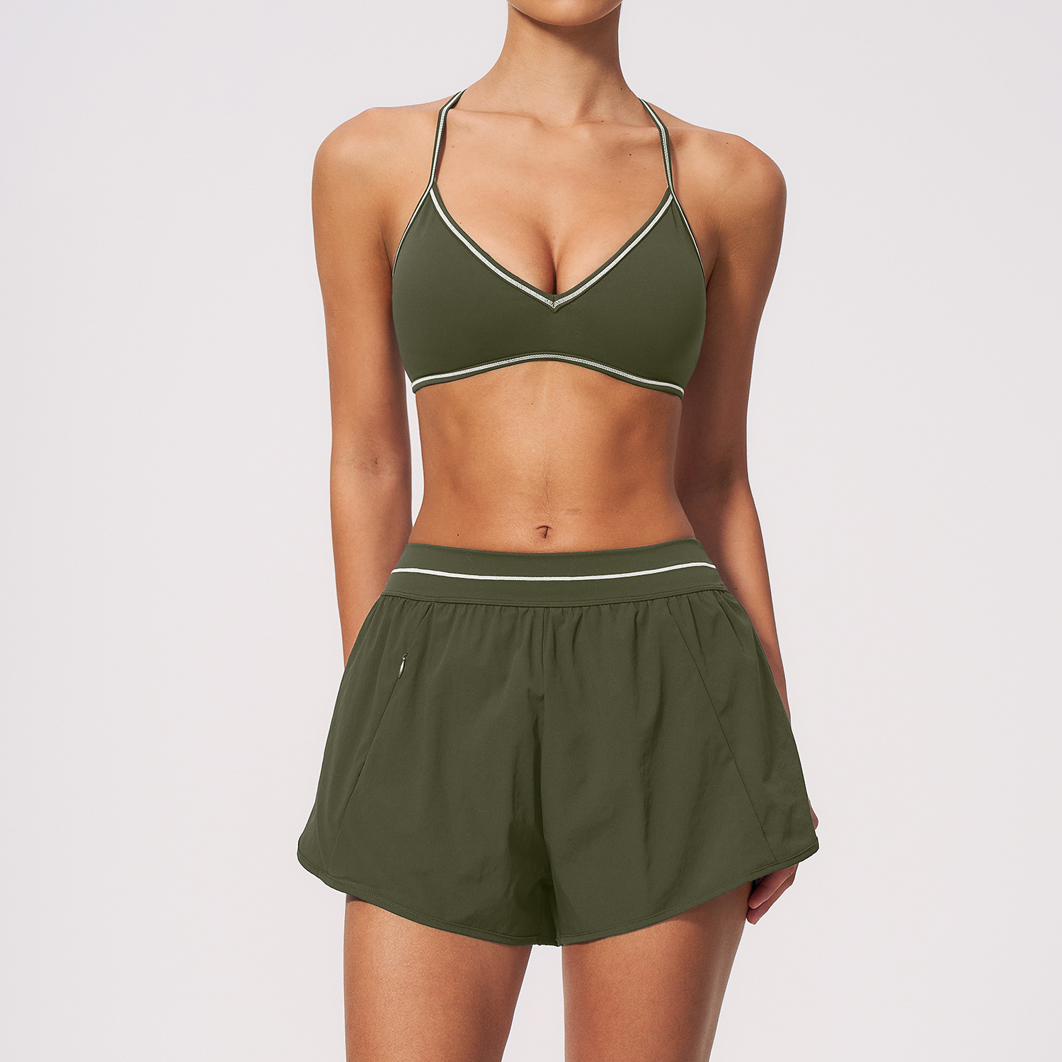 Color-Block Activewear Set: colour and size-option reference for private-label production