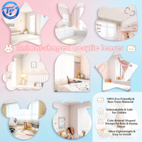 Autocollants miroir en acrylique de luxe faits à la main, motif animaux mignons Art Déco, incassables et auto-adhésifs pour chambre à coucher