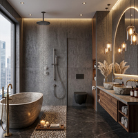 Ensemble de douche encastré en laiton brossé moderne avec mitigeur céramique à deux voies pour salle de bain