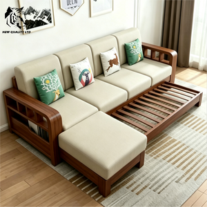 chinese factory low price customization large stock ready to ship <b>folding</b> <b>sofa</b> new design living room furniture wood fabric <b>sofa</b> - Product Image 6