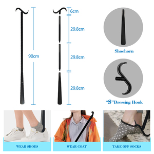 Bâton <span class=keywords><strong>de</strong></span> dressing long <span class=keywords><strong>de</strong></span> 35 pouces avec corne à chaussures et outil <span class=keywords><strong>de</strong></span> retrait <span class=keywords><strong>de</strong></span> chaussettes, fabrication OEM Gaixie - Product Image 2
