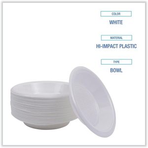 Bols jetables résistants aux chocs Boardwalk BWKBOWLHIPS12WH 10-12 oz. Plastique blanc (1000/carton) - Product Image 6