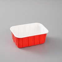 Boîte à lunch jetable carrée en PP ondulé rouge et blanc anti-déversement Shandong pour la vente à emporter