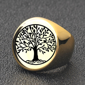 Bague en acier inoxydable Tree Of Life, bijoux unisexes ronds de 22Mm, cadeau - Product Image 2