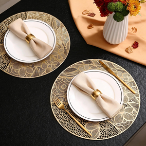 2026 European Style Wholesale Eco-Friendly Plastic Round Gold Waterproof PVC <b>Placemat</b> <b>Table</b> Mat <b>for</b> Home Kitchen Dining <b>Table</b> - Product Image 3