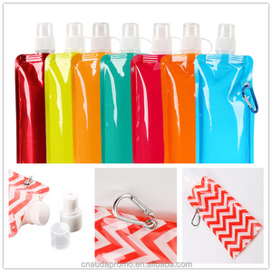 Bolsa <span class=keywords><strong>de</strong></span> Agua <span class=keywords><strong>de</strong></span> Plástico Reutilizable para Bebidas, con Logotipo Personalizado al por Mayor, para Viajes, Escalada y Actividades al Aire Libre, Botellas Plegables con Mosquetón - Product Image 5