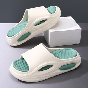 Tongs d'été pour femmes, semelle épaisse, antidérapantes, sandales EVA respirantes, chaussures de plage en plein air, taille 36-45, blanc vert - Product Image 1